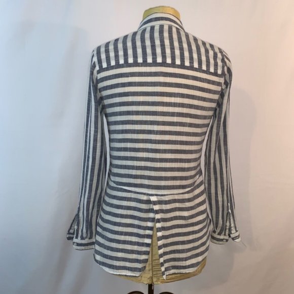 Lucky Brand Striped Button Down Tunic Top - Picture 1 of 6